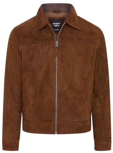 Mens Classic 100% Genuine Goat Suede Leather Harrington